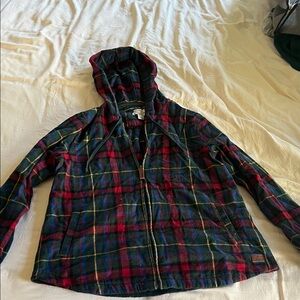 L.L. Bean Plaid Zip Hoodie Jacket - Red, Green & Navy
